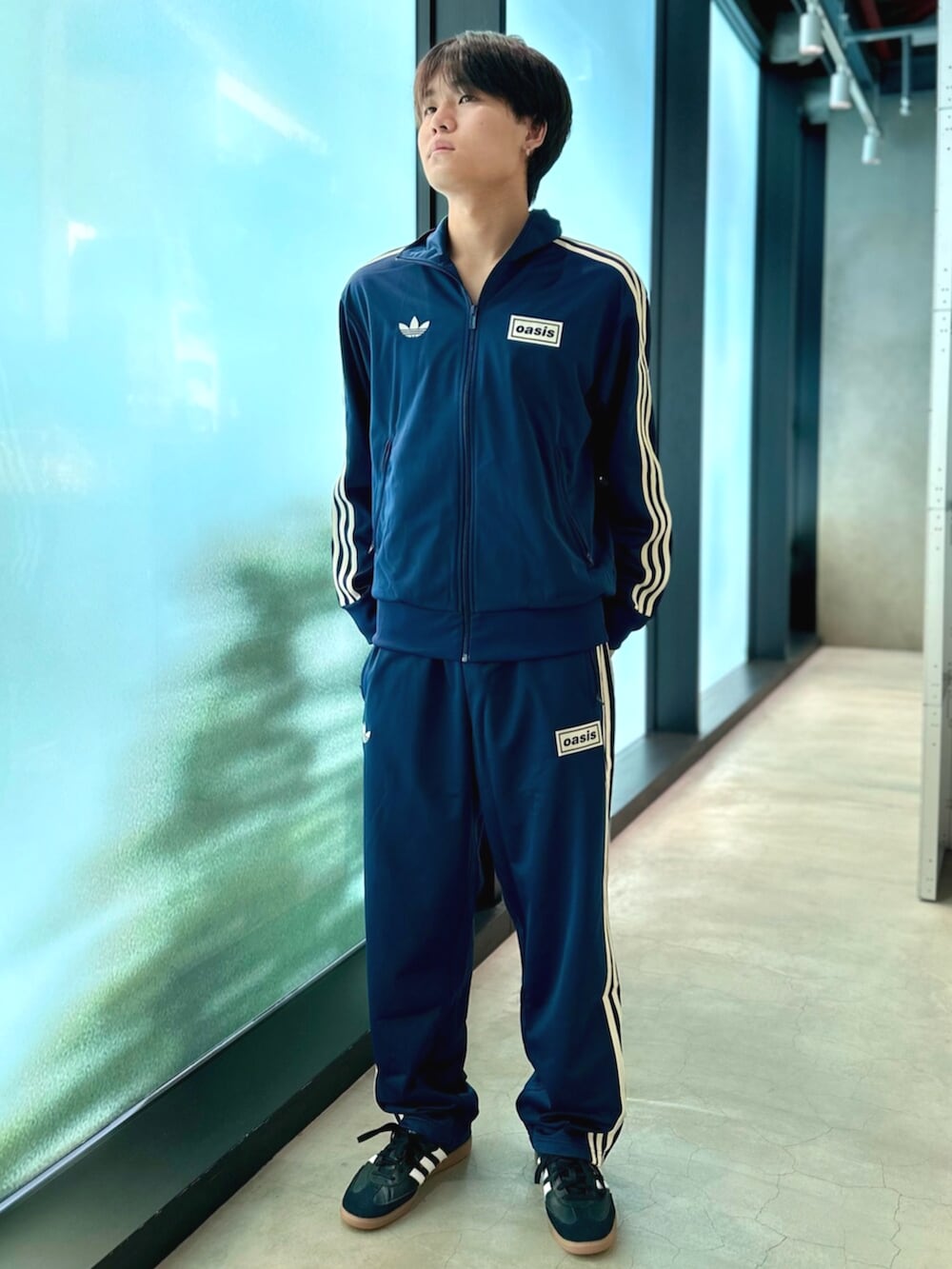 adidas x Oasis ジャージ 購入 XL ネイビー 新品】adidas x Oasis