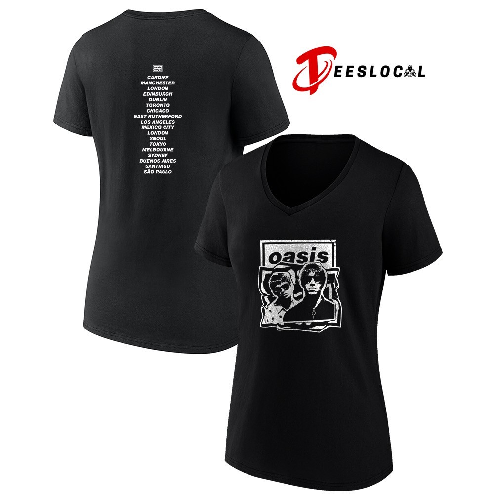 Oasis Live 25 World Tour Live '25 cut out photo cities tour shirt