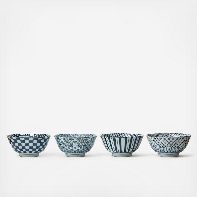 Miya Company, 4-Piece Mixed Pattern Noodle Bowl Set | Zola