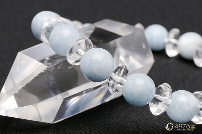 アクアマリン ブレスレット 水晶ボタン交互 ｜ 天然石通販の4976堂