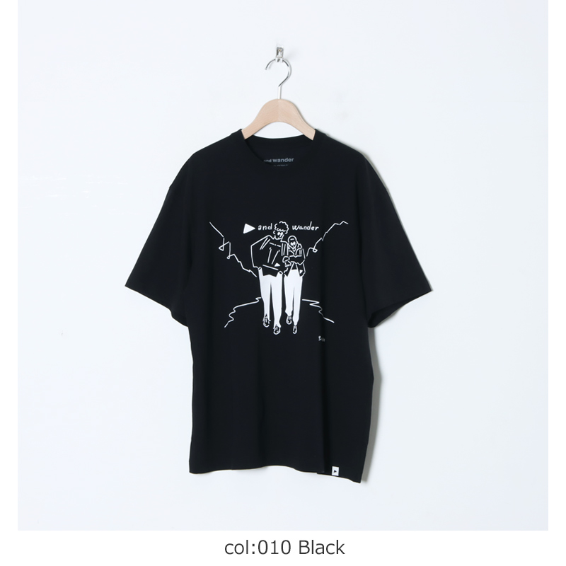 and wander (アンドワンダー) Yu Nagaba printed T / 長場雄プリントT