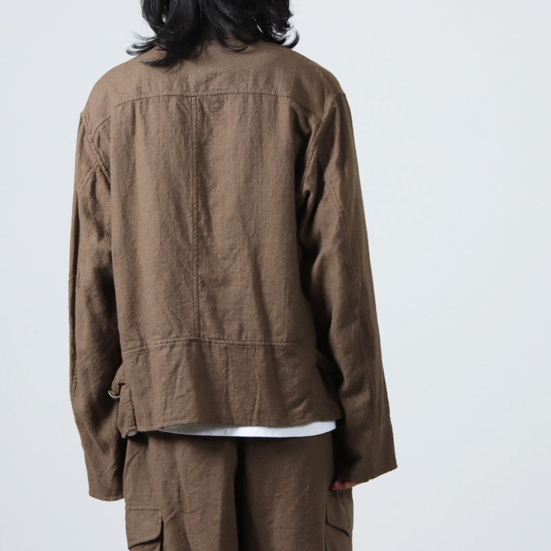 COMOLI (コモリ) KHAKI縮絨ウール ジップショートジャケット