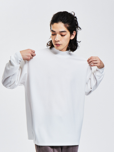 AH ABAHOUSE】ジョーゼット モックネック カットソー / 長袖Tシャツ