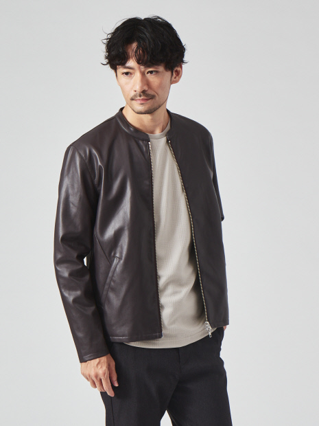 定番】ネオレザー シングル ライダース｜ABAHOUSE GRAY / アバハウス