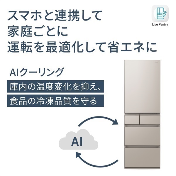 美品近隣配達可能 Panasonic 450L 5ドア冷蔵庫 NR-E455PX 美品近隣配達