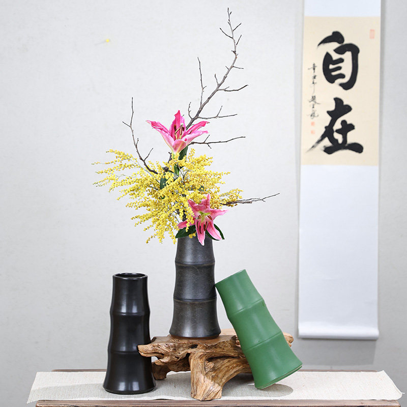 池坊 竹 二重 花器 花瓶 生花 生け花 華道用 二重切根付 いけばな竹