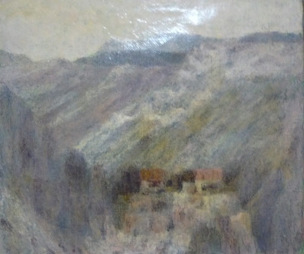 真作】絵画 本荘赳 油彩10号 丹沢湖 春陽会 美情景 名品 O186 真作