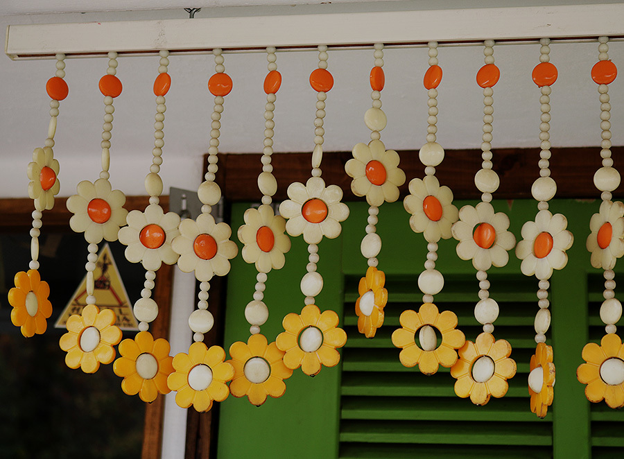 レトロポップ 昭和レトロ ビーズのれん 玉のれん オレンジ カーテン雫