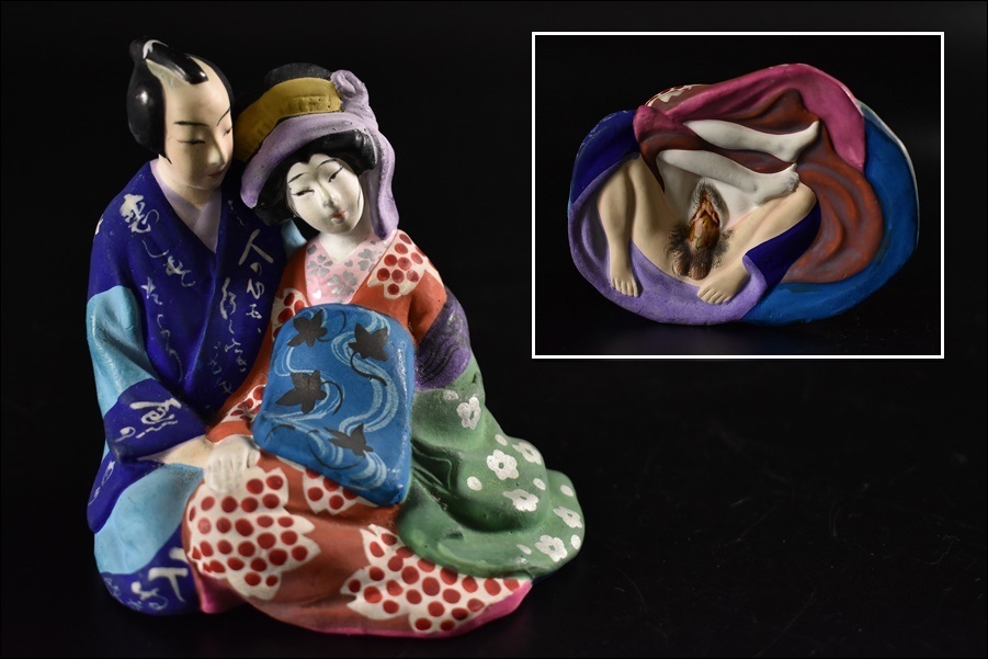 和印 裏隠し春画人形『達磨大師』陶器人形/日本人形/裏絵艶人形/