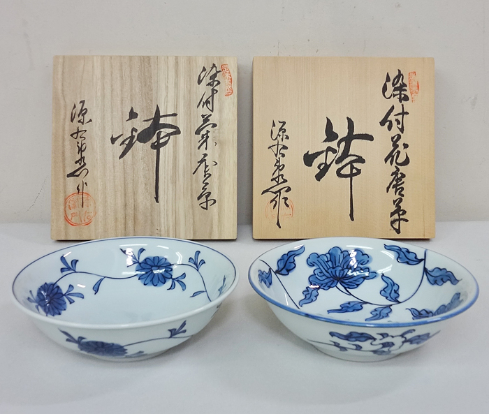 染付章魚唐草濃 小茶壺 舘林 源右衛門 煎茶道具 染付章魚唐草濃 小茶壺