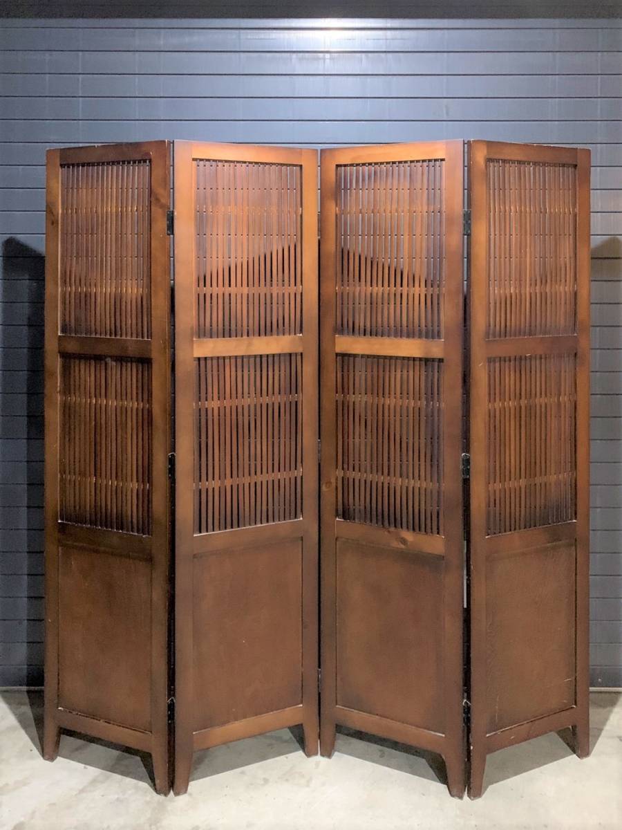昭和レトロ】アンティーク調 ラタン 衝立 パーテーション 3連 ラタン 3
