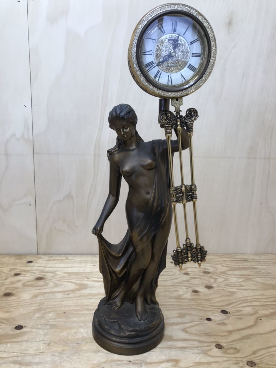 ブロンズ風 女性像 置時計