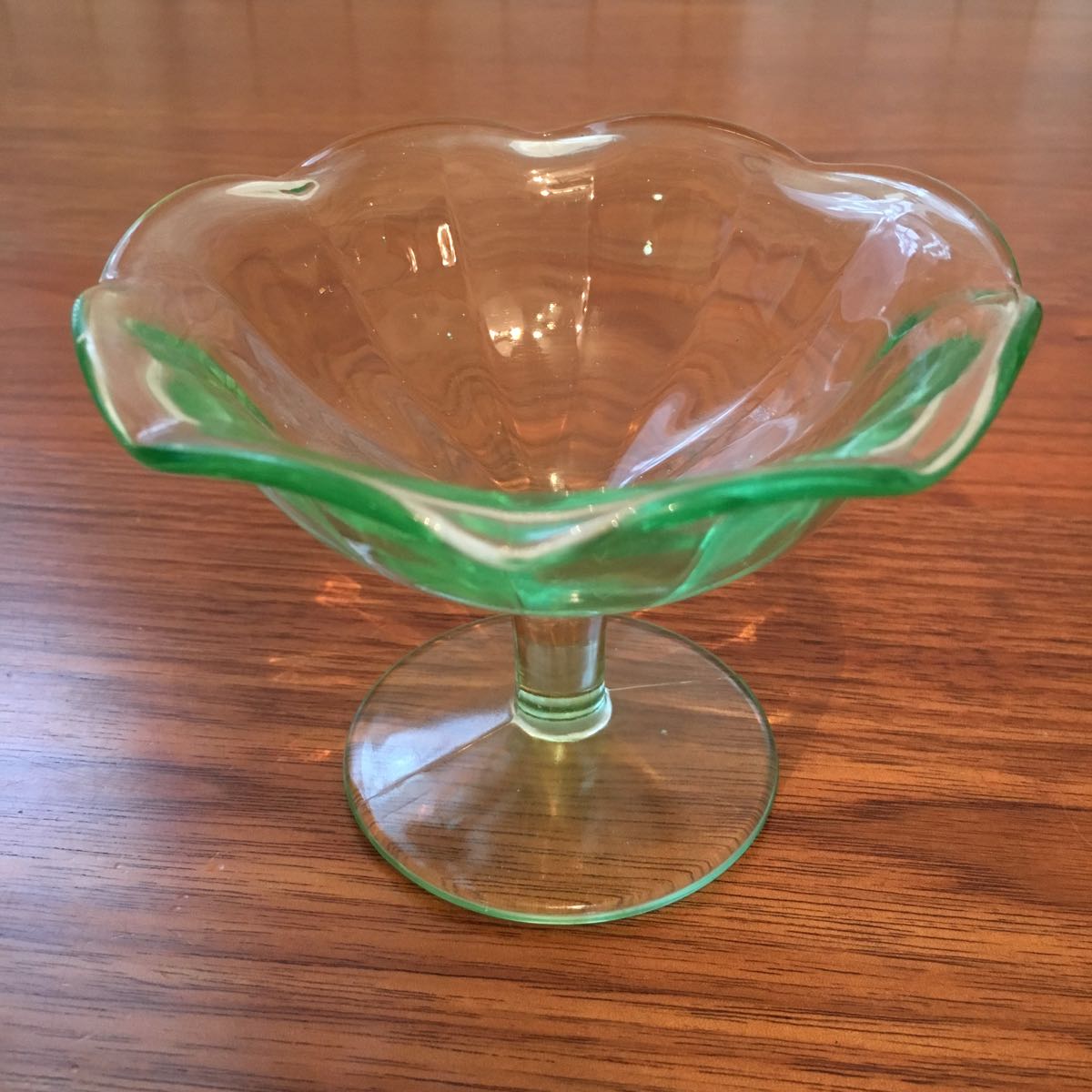 デザートグラス 氷コップ 色ガラス 輪花 ウランガラス 色絵付 明治