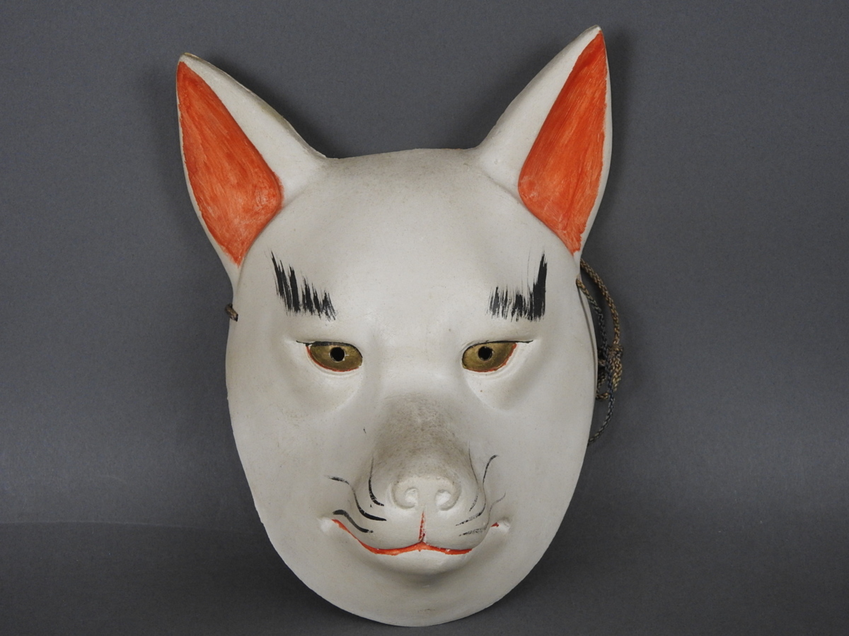 狐面(悪狐) 木彫 彫刻 祭り お面 仮面 伝統芸能 狐面(悪狐)