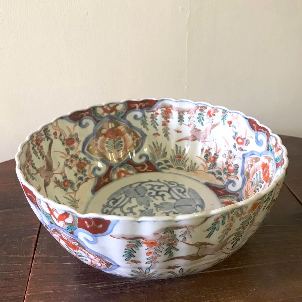 伊万里 古伊万里 大鉢 花鳥の図 染付 金彩 【公式通販】