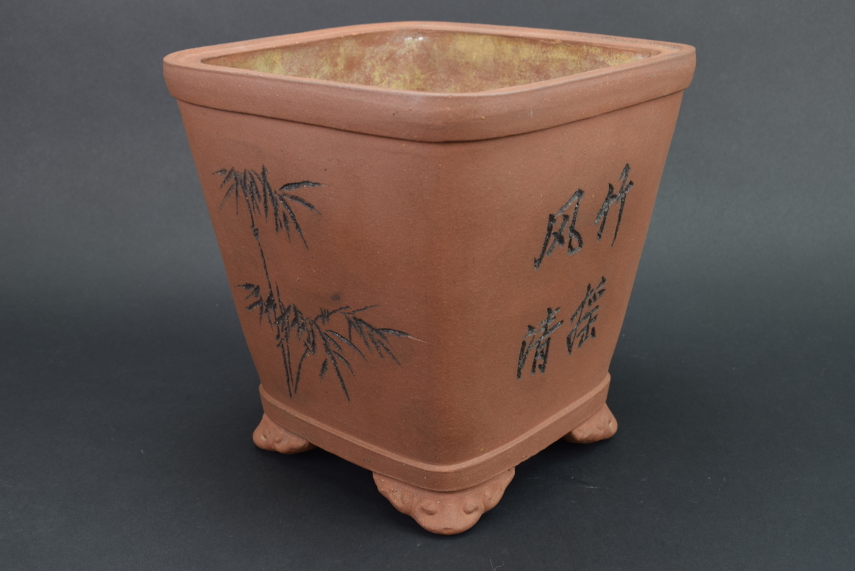 1637 中国骨董 大清乾隆年製銘 色絵付け 盆栽鉢植木鉢 時代物 Yahoo!