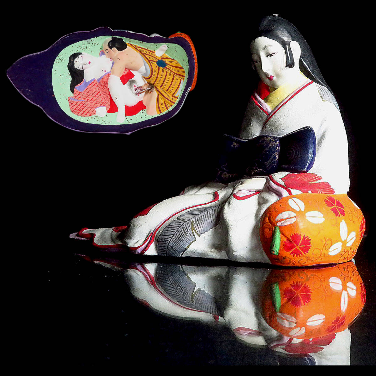 和印 裏隠し春画人形『達磨大師』陶器人形/日本人形/裏絵艶人形/