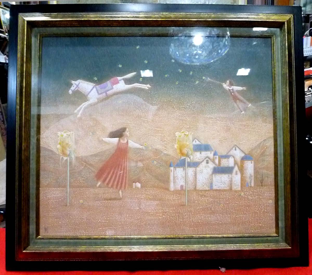 ☆真作☆ 文勝(ウンシュン) 門 油絵 額付き 貴重作品 ☆真作