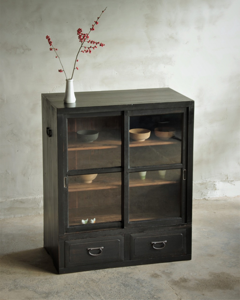 レトロ アンティーク 古道具 古家具 古民家 ガラス棚 食器棚 箪笥