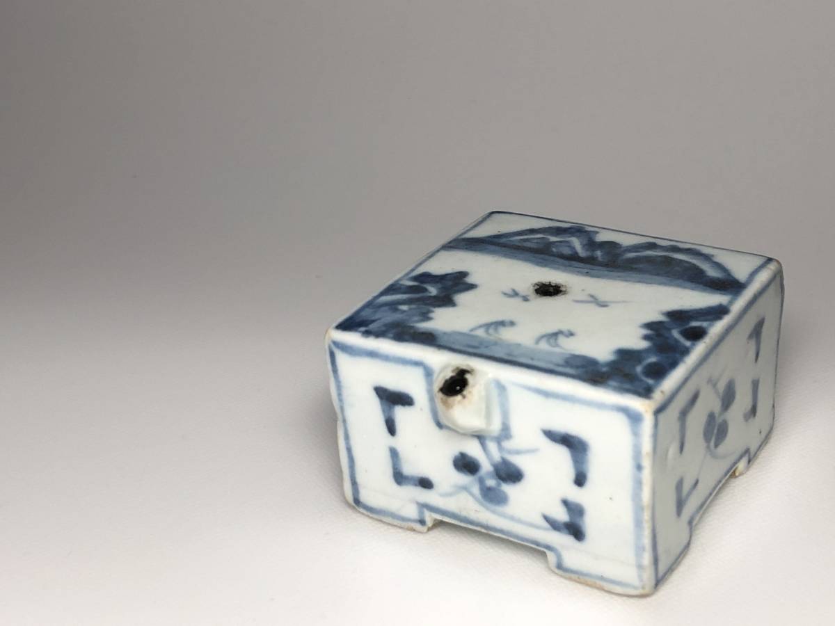 李朝 特大桃型水滴 辰砂青華彩 高麗白磁 染付 李氏朝鮮 書道具 水差 水