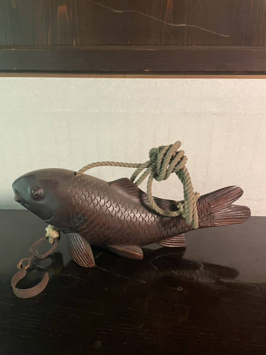 囲炉裏 自在鉤 魚 横木 古民具 自在鉤 囲炉裏飾り 魚 鯉 骨董 工芸 和