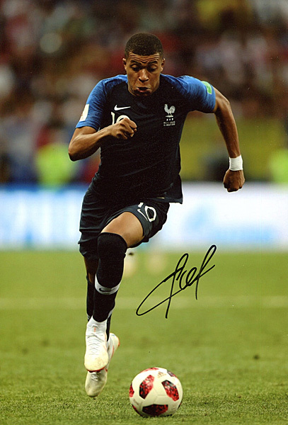 直筆サイン入り写真 キリアン・ムバペ /フレーム別/SA鑑定済 直筆