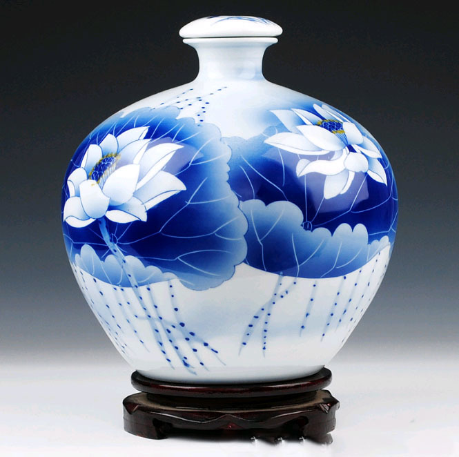 中国，景的鎮，花器，花瓶，花鳥装飾の円筒形陶器 中国，景的鎮，花器