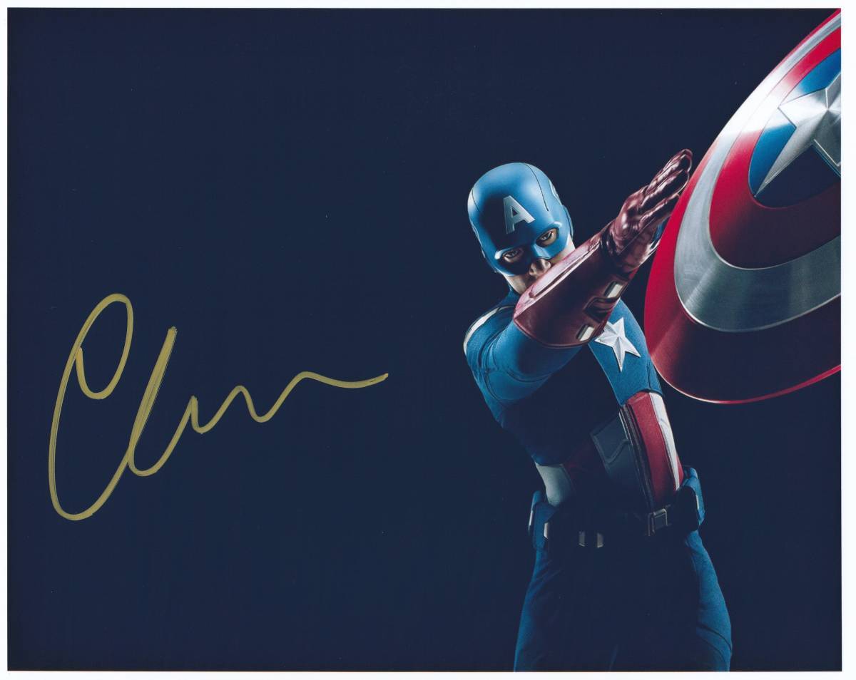 直筆サイン入り写真 キャプテン・アメリカ クリス・エヴァンス SA鑑定