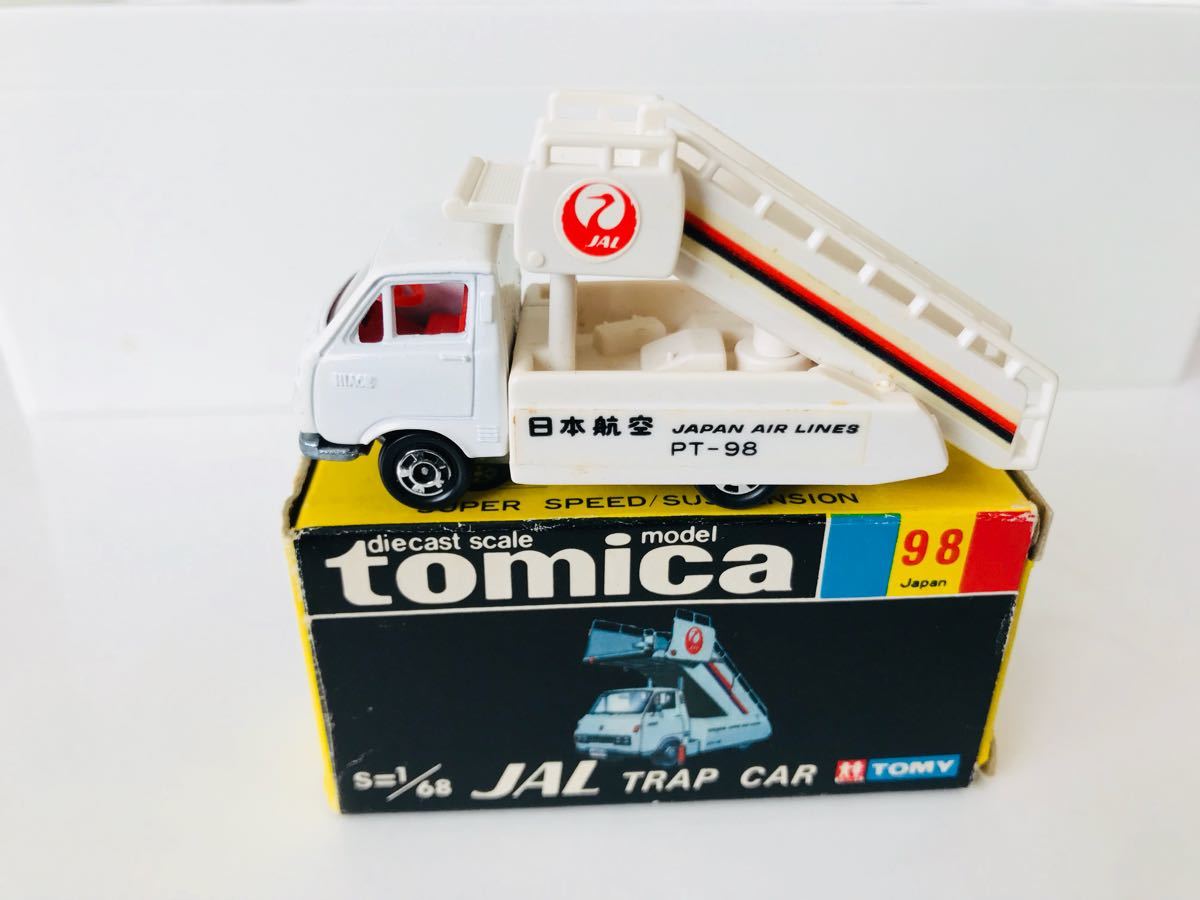 古いトミカ12☆黒箱98・日本航空・タラップカー・未使用☆トミー・日本