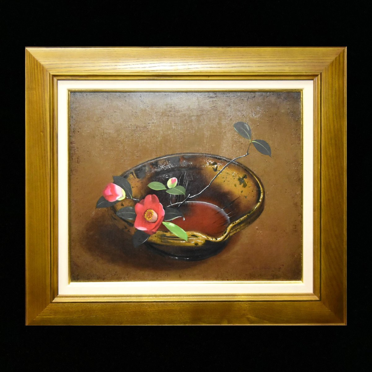 油絵静物 額付き山下清F6 【ヒマワリ】手描き肉筆