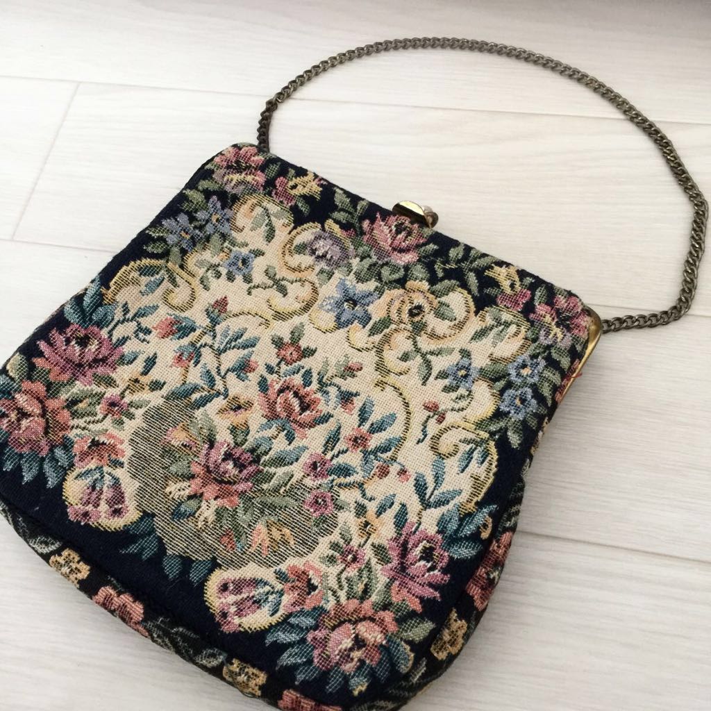 アンティークヴィンテージゴブランバッグ ビンテージ ゴブラン織り