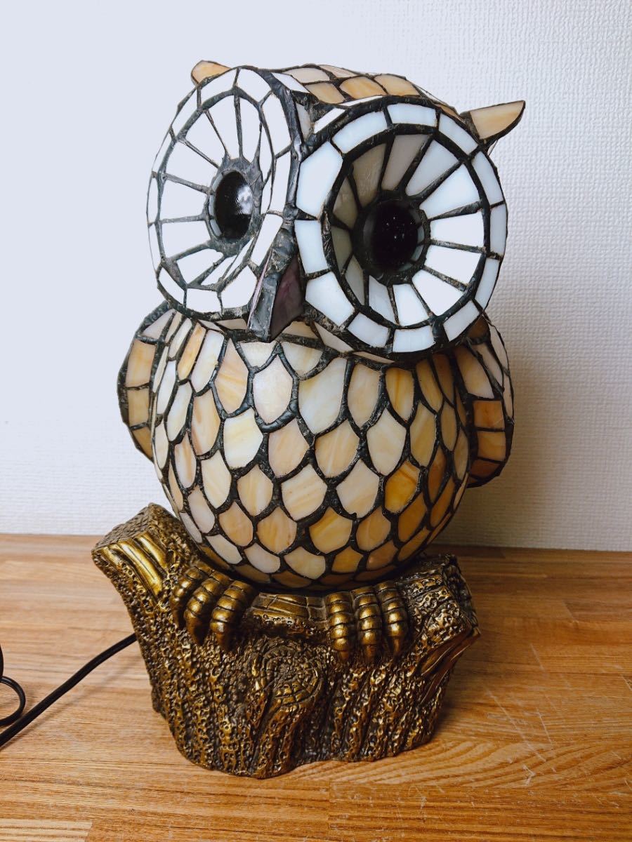 ステンドグラスランプ（フクロウ幸運）