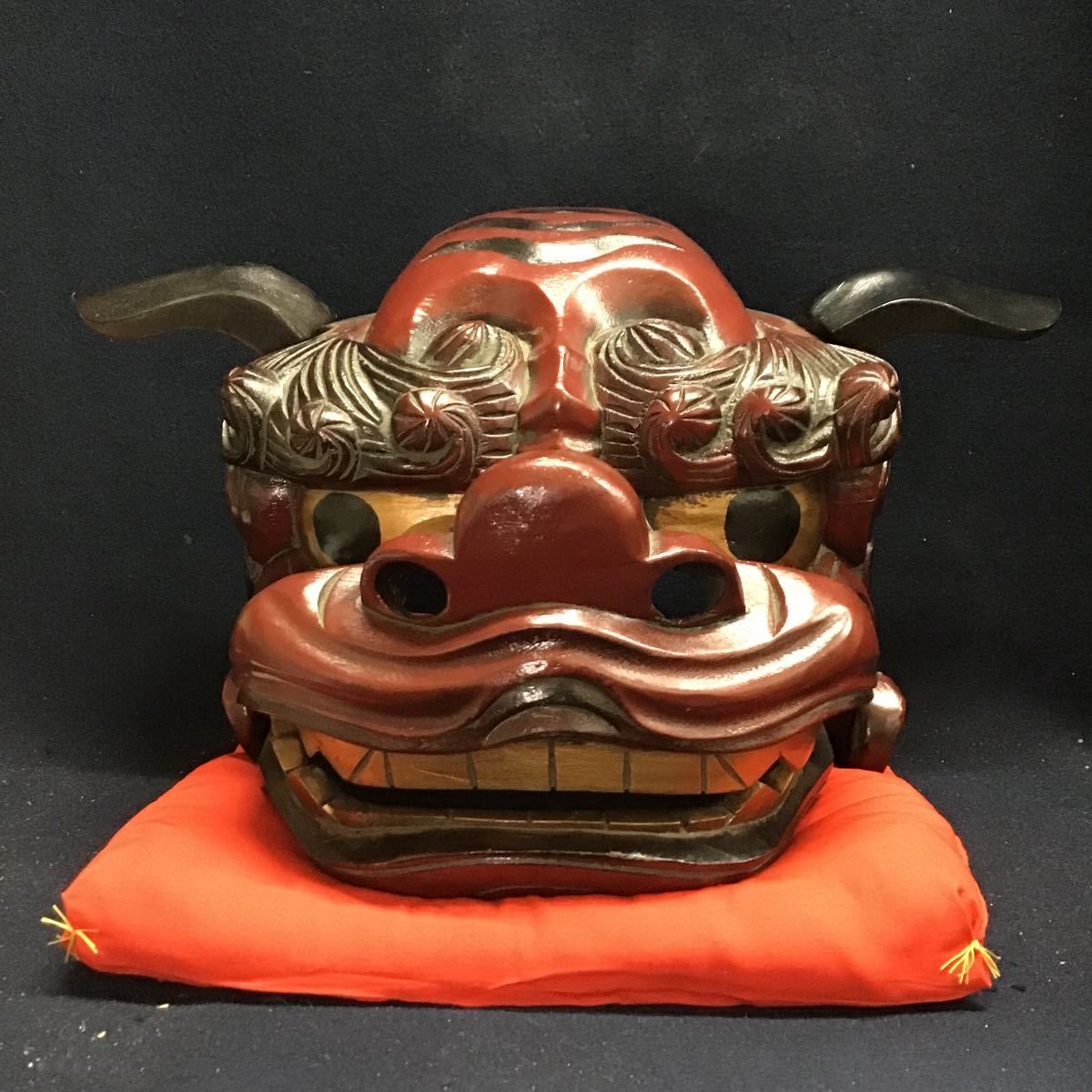 獅子舞 獅子頭 木彫 魔除け 祭 神楽 木製 縁起物 時代物 厄除け 魔除け