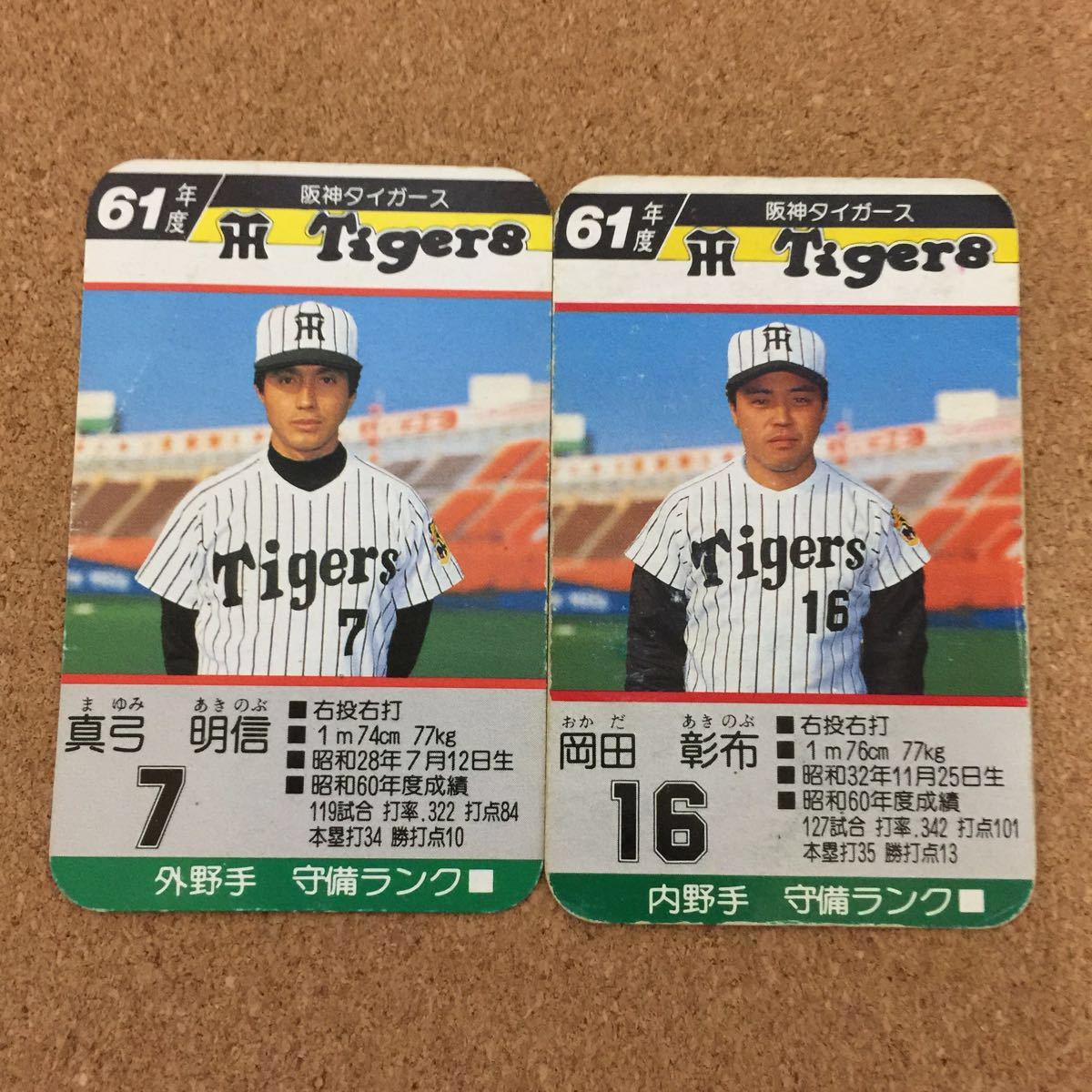 タカラのプロ野球ゲーム用カード昭和56年阪神タイガース岡田彰布 タカラの