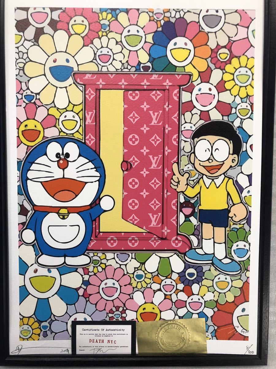 Deth NYC Ltd Ed 額装デイトナレインボードラえもん村上隆フラワー