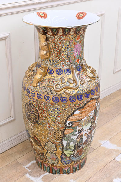 希少！ 丸十 薩摩焼 花瓶 壺 九谷焼 花詰 フラワーベース 薩摩焼 壺