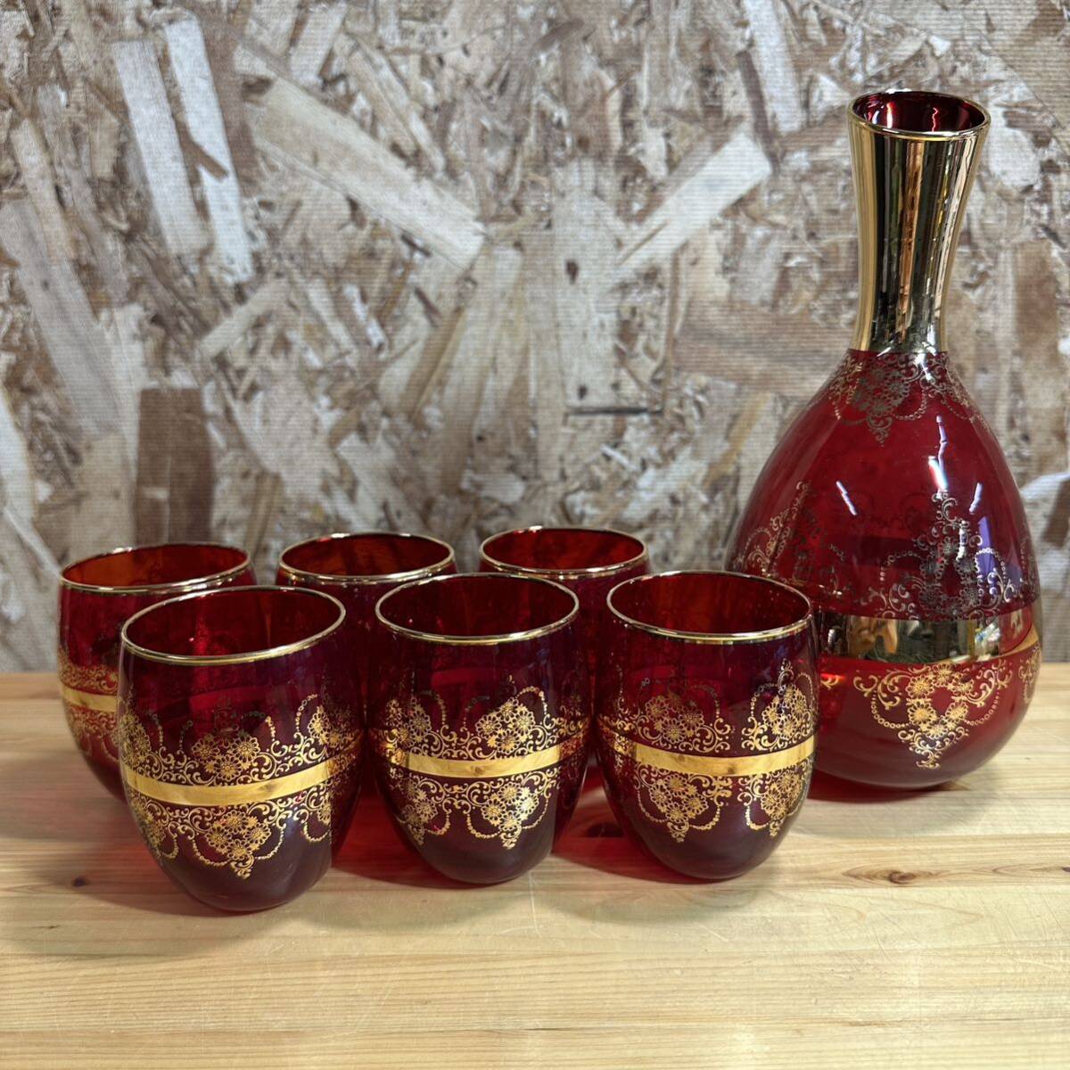 ベネチアングラスベネチアンボトルセット7点ガラスワイングラス べ
