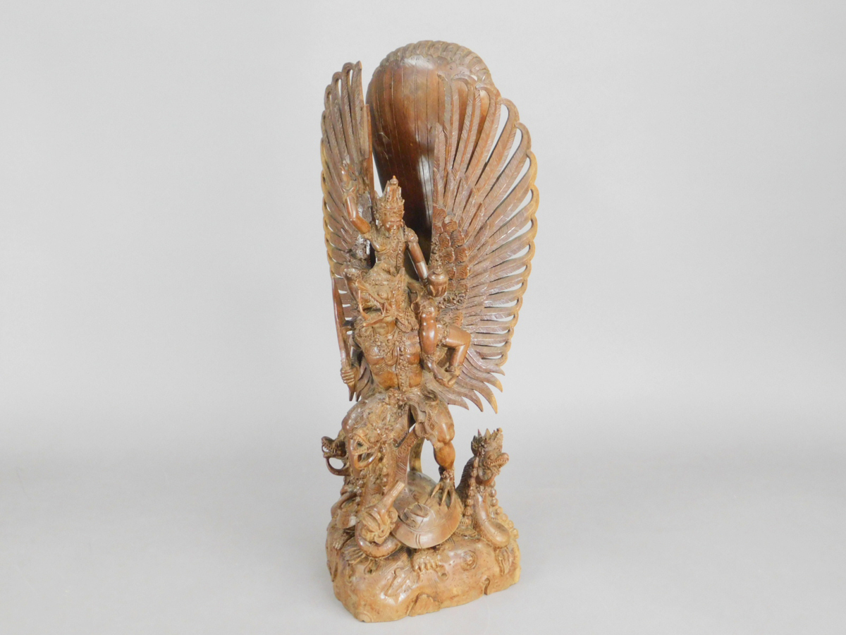 時代物】 ガルーダ象 木彫り インドネシア 全長：約61cm オブジェ