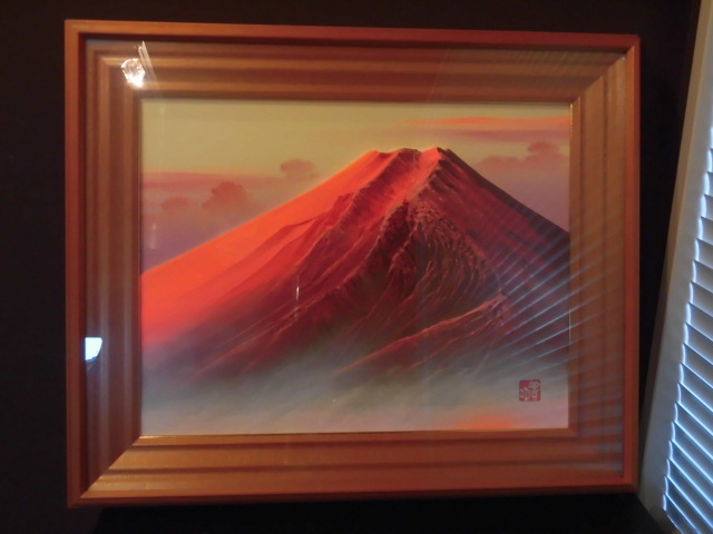 赤富士」百瀬善明 3D 立体画/風景画/絵画/日本画 富士山 盛り絵 美術品