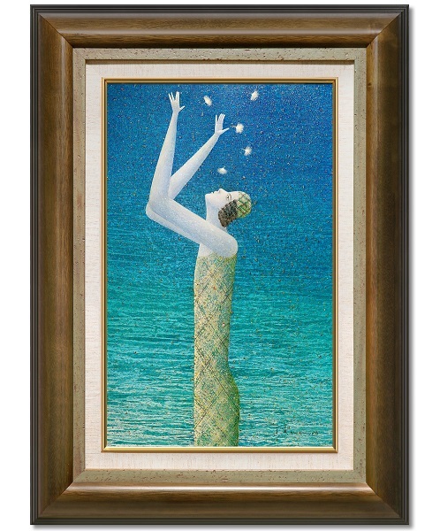 河村純一郎『遠い日』ミクスドメディア F4 原画 真作保証 1点もの 河村