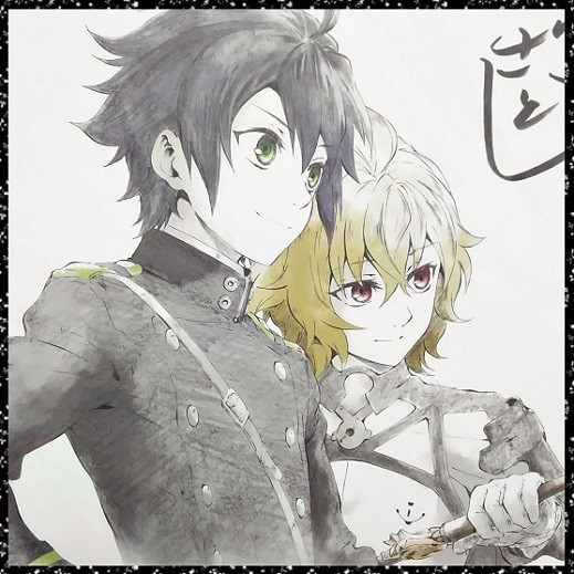 終わりのセラフ 門脇聡 直筆イラスト色紙 終わりのセラフ 門脇聡 直筆