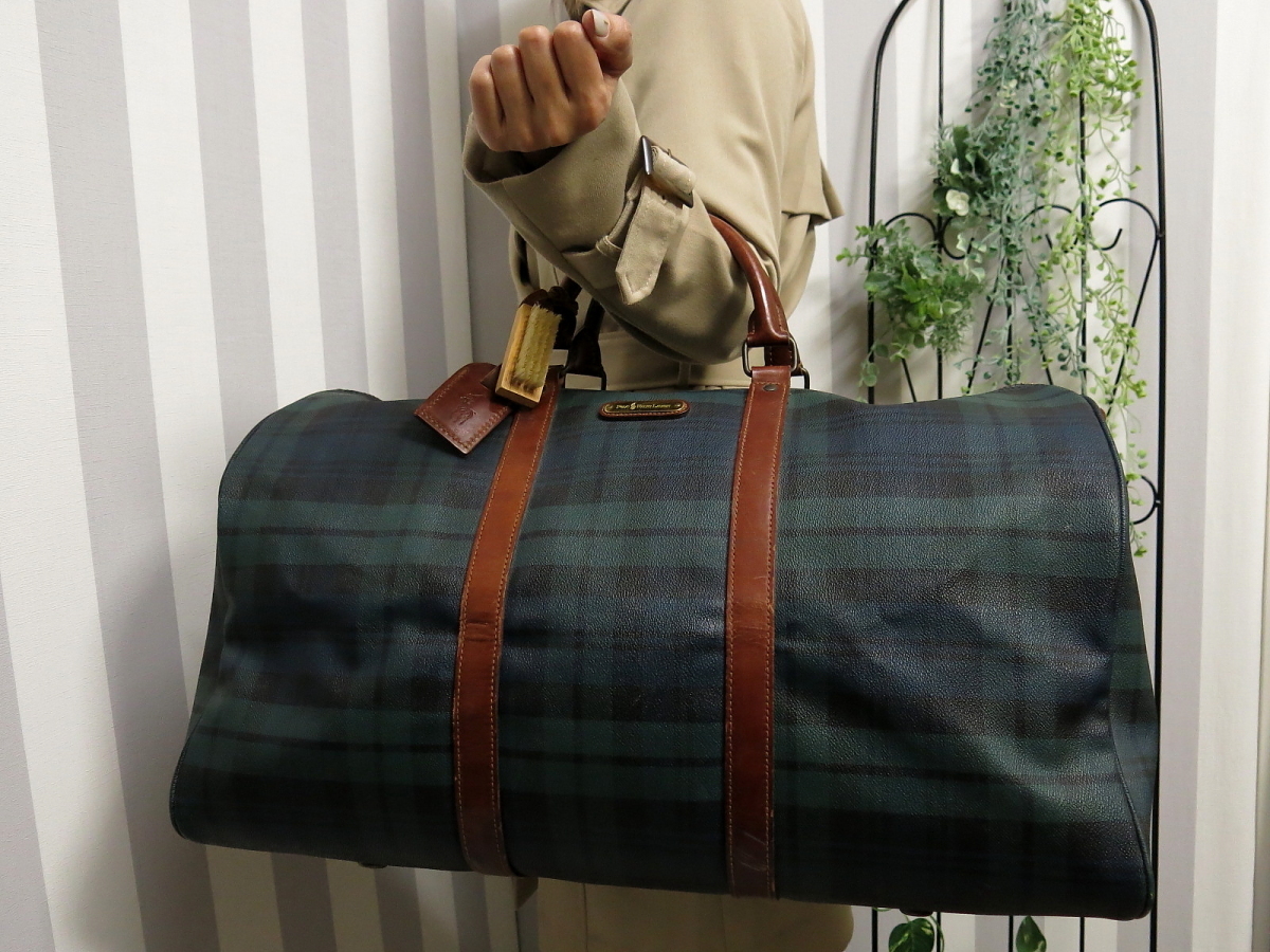 POLO RALPH LAUREN チェック柄ボストンバッグ 大容量 Polo Ralph