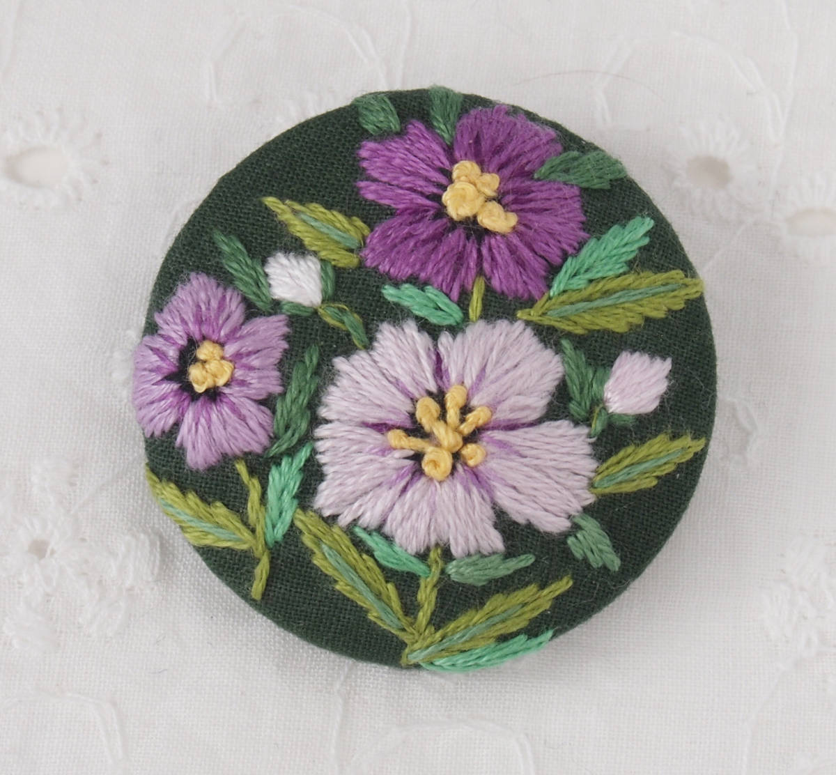 新品】97.ハンドメイド トルコキキョウ ボタニカルガーデン 手刺繍