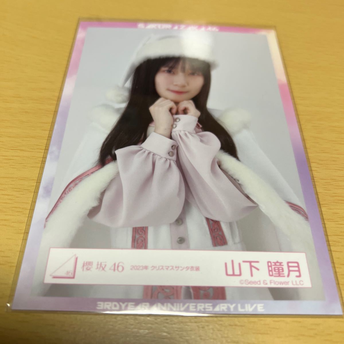 櫻坂46 守屋麗奈 2024年 クリスマスサンタ衣装 生写真 直筆サイン 座り 櫻