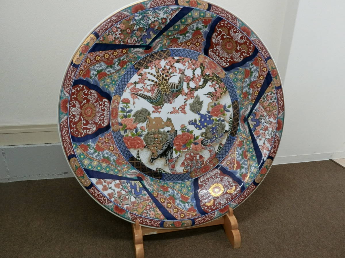 有田焼染付、3尺大皿、神右衛門作 有田焼染付、3尺大皿、神右衛門作