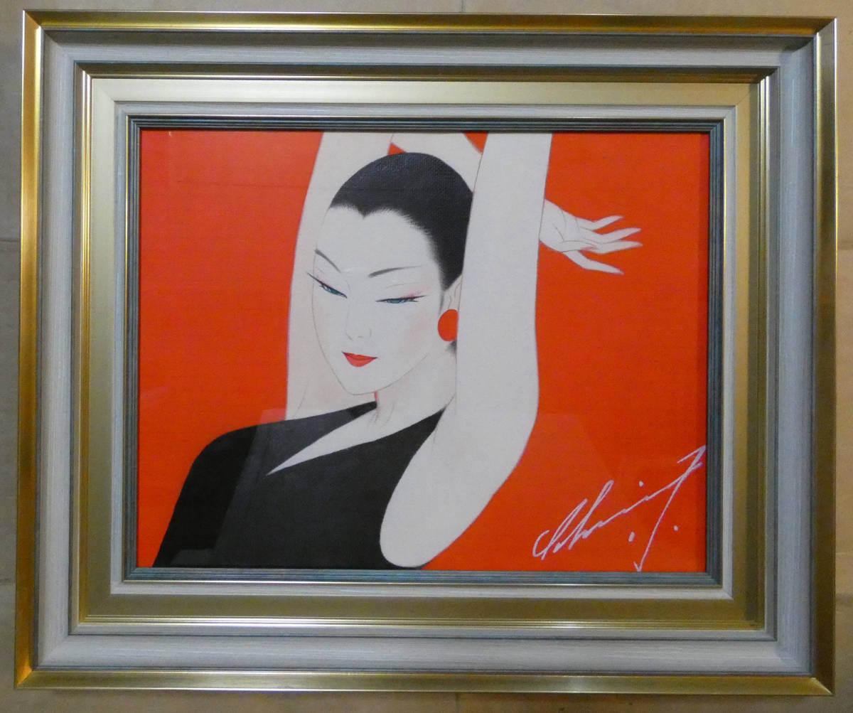 岡田とみ 花の器 肉筆 油彩画 直筆サイン入り F10号 大型 額装 静物画