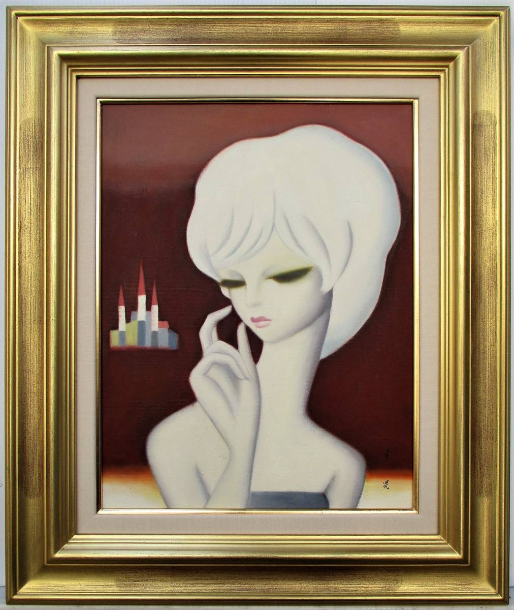 値下げ】人物画 油絵 東郷青児 婦人像 F6 額付き 手描き 肉筆 Yahoo