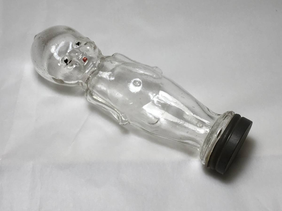 骨董 レトロガラス 時代 金平糖瓶 菓子瓶 バイク 単車 エンボス ウラン