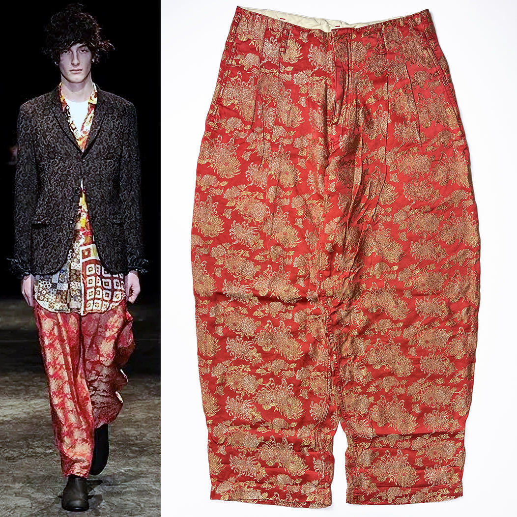 コムデギャルソンオムプリュス ポリ 縮絨 サルエル パンツ 花柄 刺繍