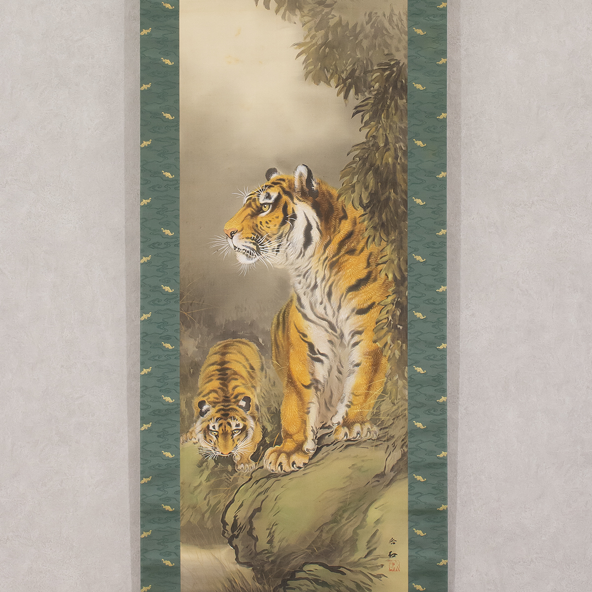 掛け軸 秀崖 松上鶴 紙本 希少 軸装 茶道具 掛軸 美品 です。 掛け軸